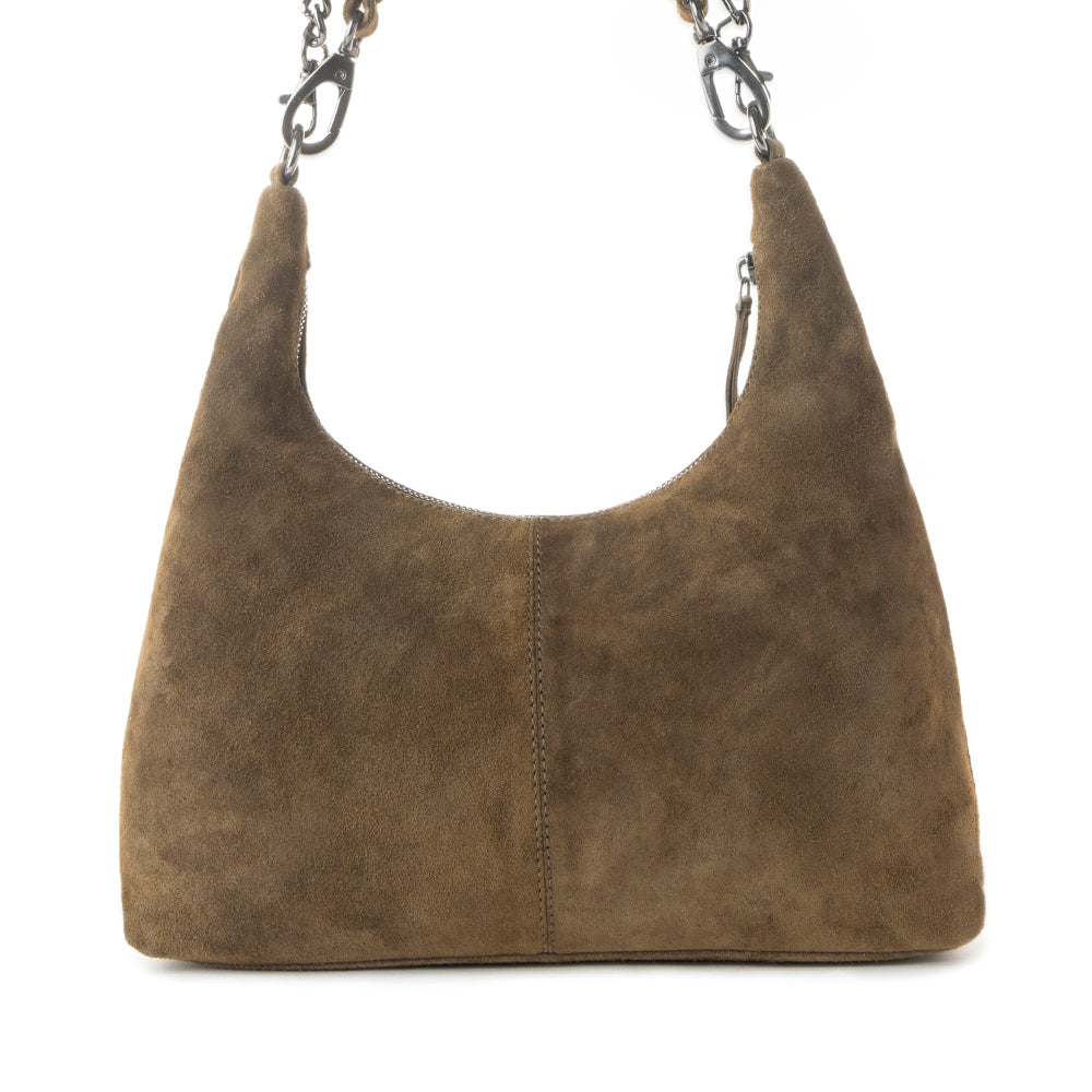 Juniper Trail Genuine Suede Bag for Women in olive with soft finish with extra strap - Myra USA