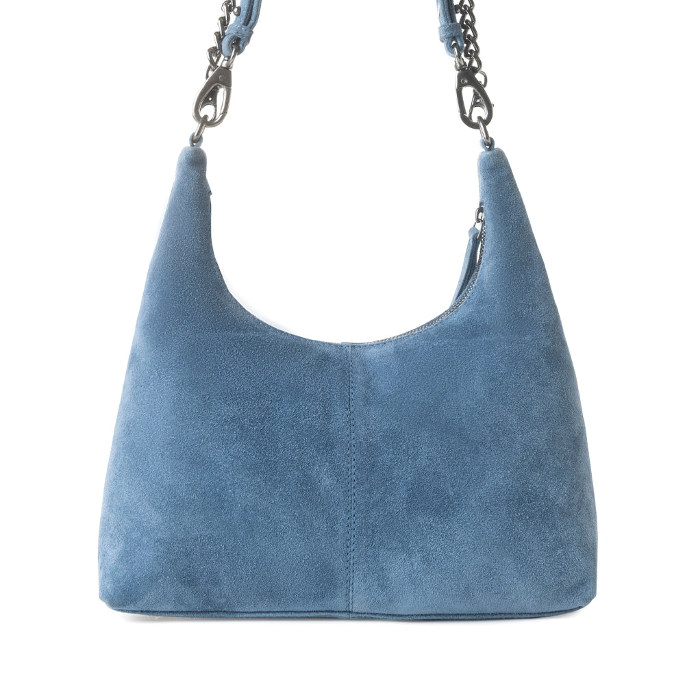 Juniper Trail Genuine Suede Bag for Women in denim blue with extra strap - Myra USA