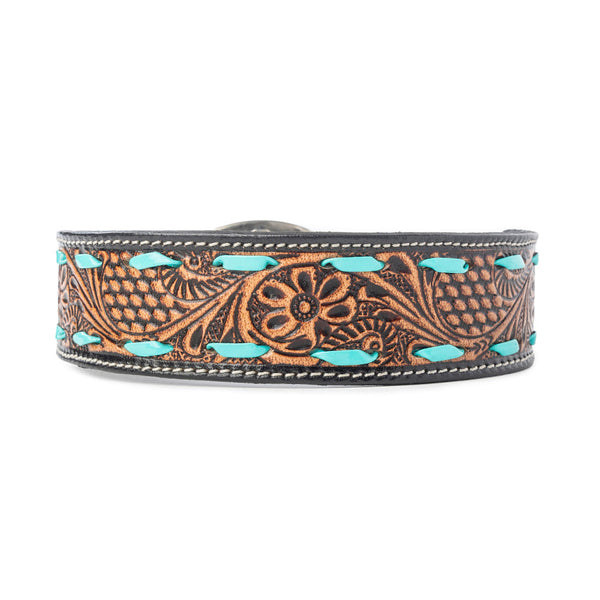 Turquoise Trail Cowboy Dog Collar in Black - Myra USA