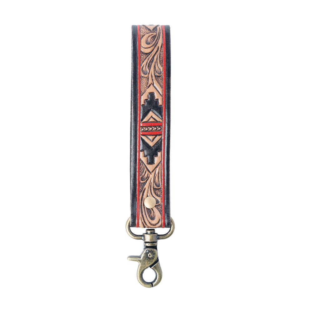 Myra Desert Guardian Handtooled Leather Keyfob in Apache Brown