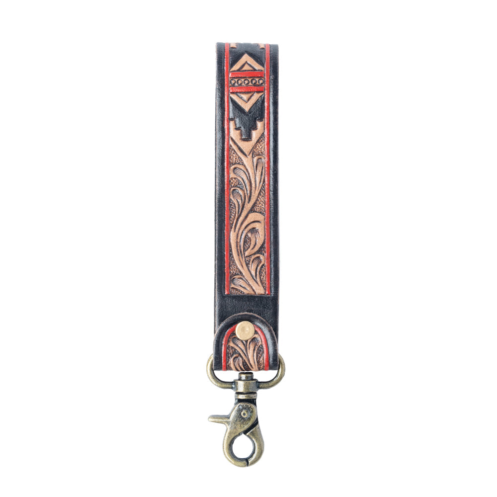 Myra Desert Guardian Handtooled Leather Keyfob in Apache Brown