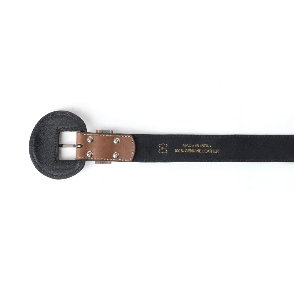 Western Wreath Leather Belt in Bronco Sky - Myra USA