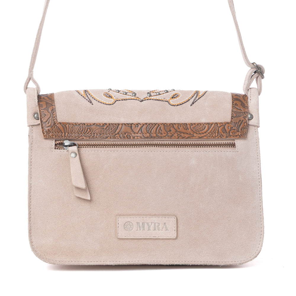 Myra Amberwood Suede Leather Boot Embroidered Leather Bag in Amber - Myra USA