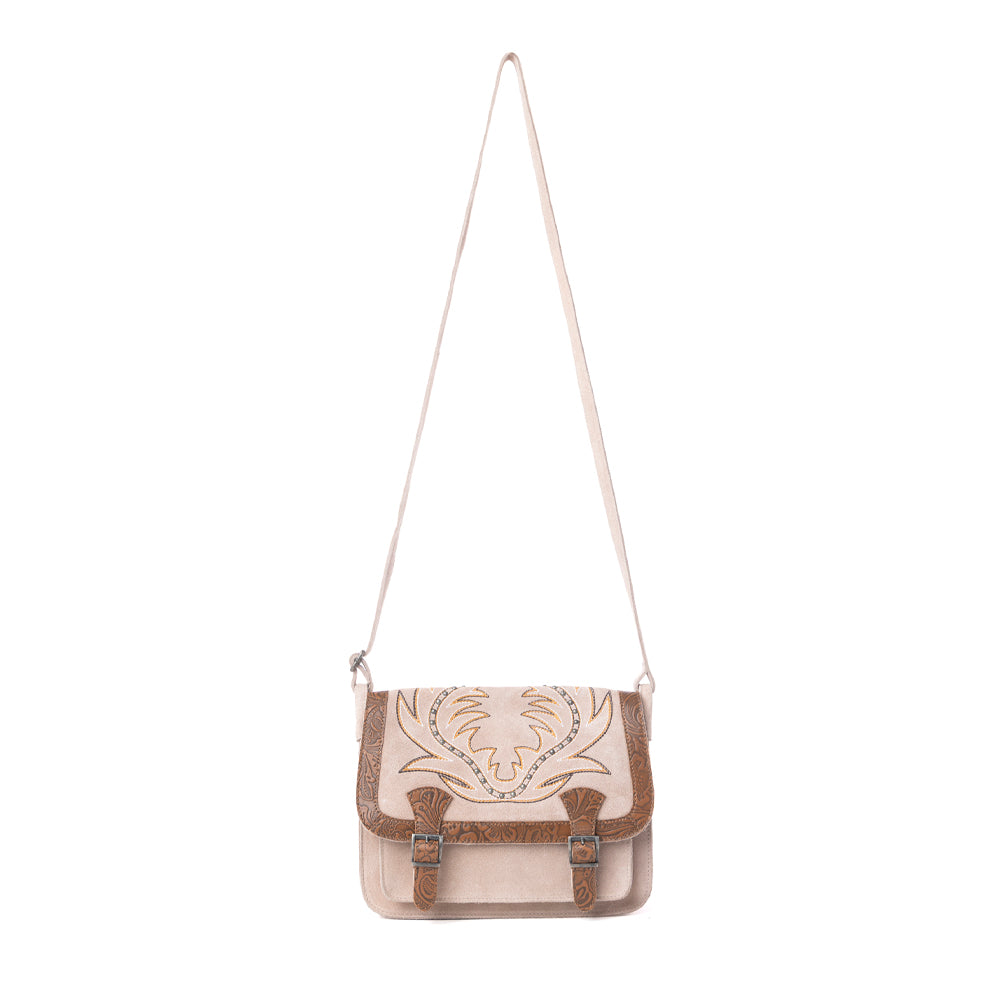 Myra Amberwood Suede Leather Boot Embroidered Leather Bag in Amber - Myra USA
