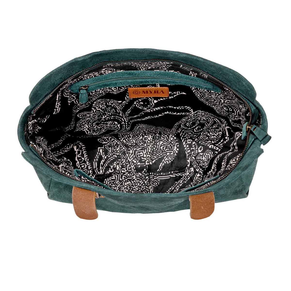 Myra Agarita Tote Bag for Women in green with embossed leather - Myra USA