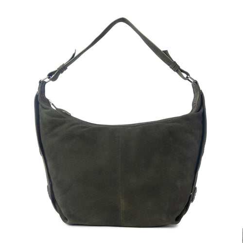 Myra Hunter’s Grove Suede Leather Shoulder Bag in Ranch Olive - Myra USA