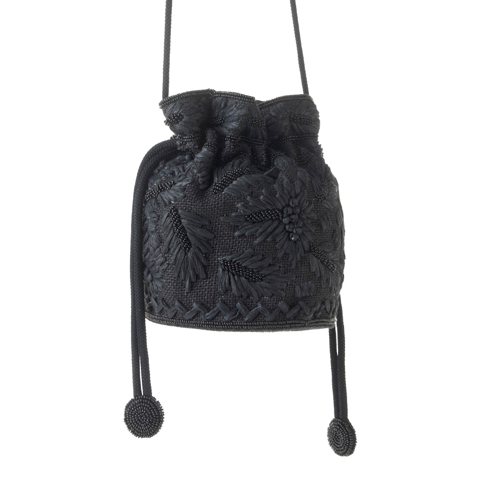Honey Vine Western Bucket Bag for Women in Black with embroidered detail - Myra USA