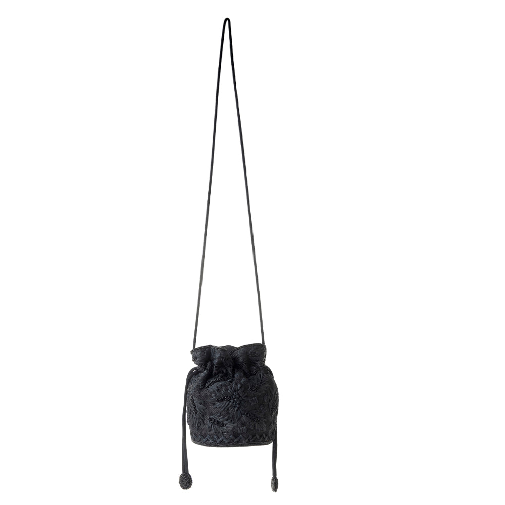 Honey Vine Western Bucket Bag for Women in Black with embroidered detail - Myra USA
