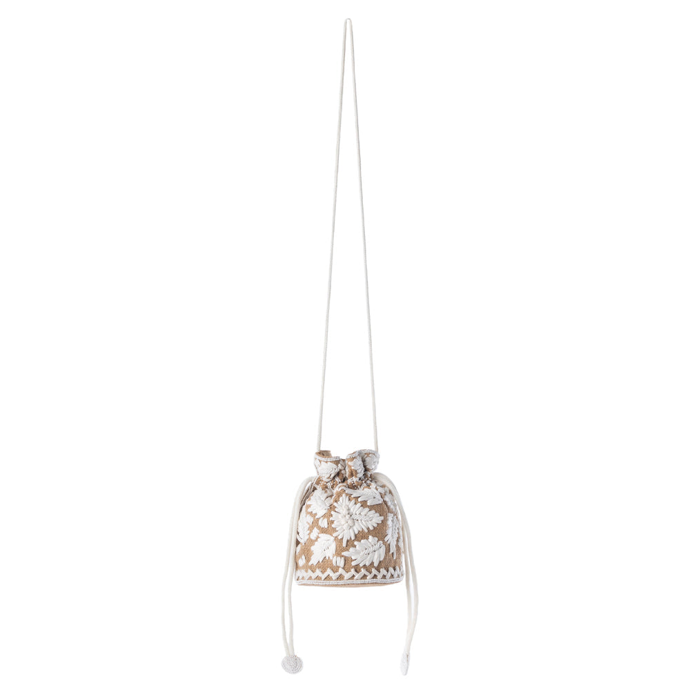 Honey Vine Western Bucket Bag for Women in Jute with embroidered detail - Myra USA