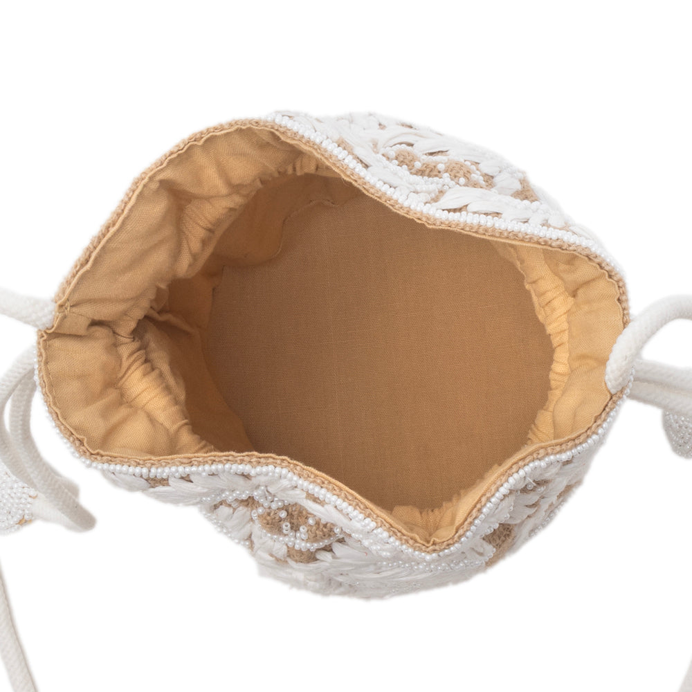 Honey Vine Western Bucket Bag for Women in Jute with embroidered detail - Myra USA