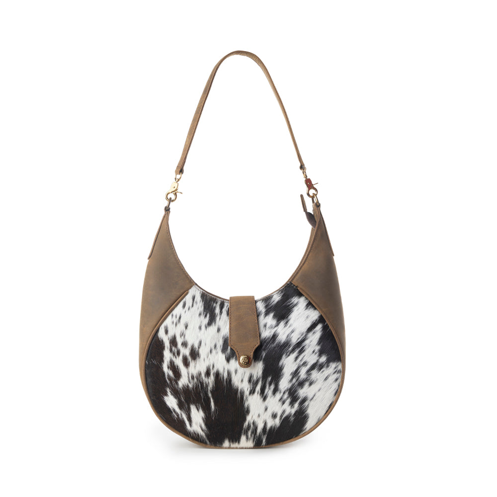 Myra Dakota Moon Hairon Leather Bag in Midnight Tan - Myra USA