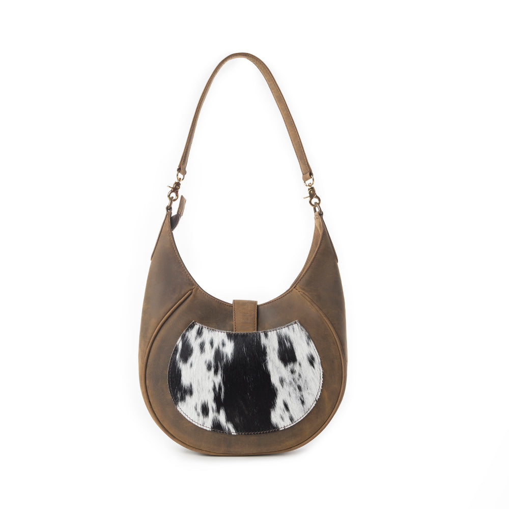 Myra Dakota Moon Hairon Leather Bag in Midnight Tan - Myra USA