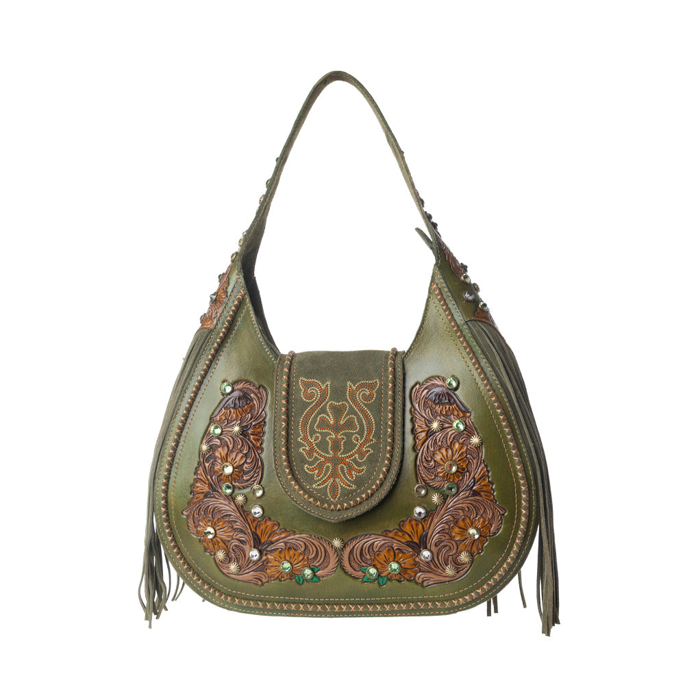 Myra Sierra Grove Handtooled Leather Bag in Western Fern - Myra USA