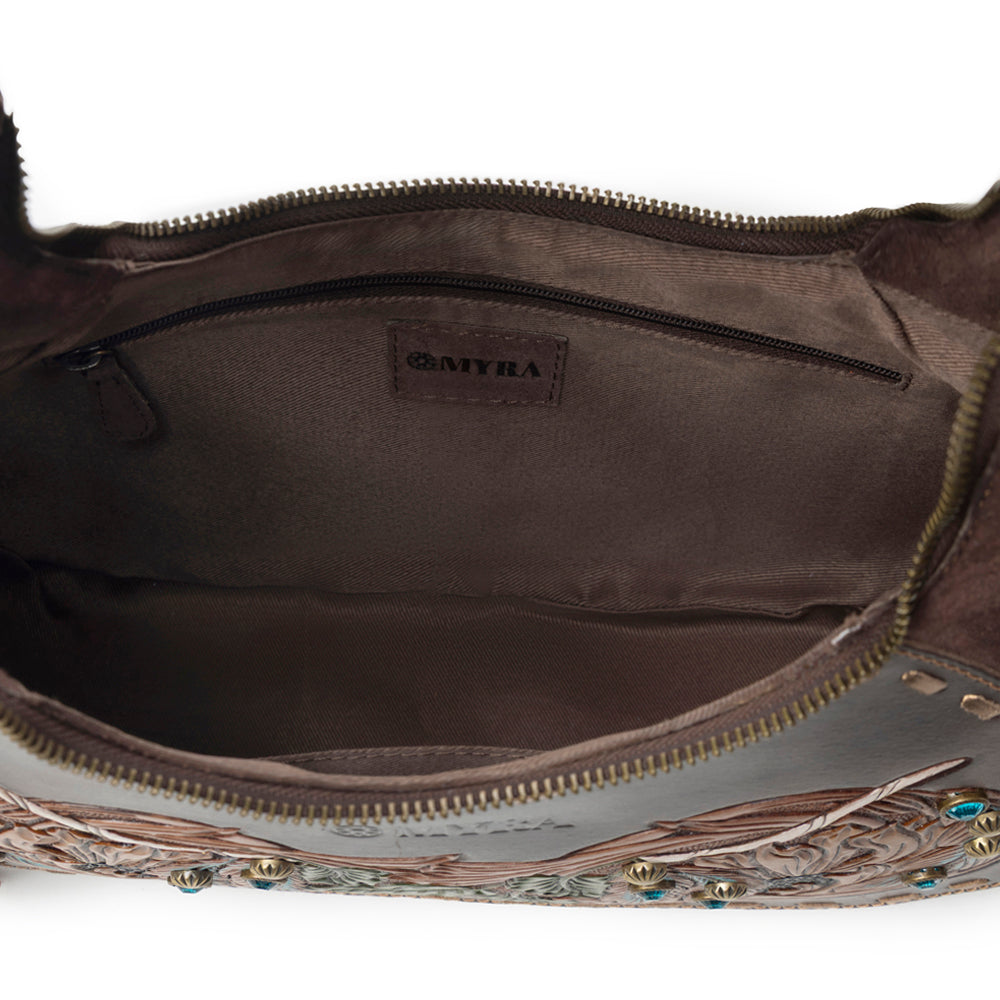 Myra Sierra Grove Handtooled Leather Bag in Deep Espresso - Myra USA