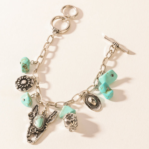 Myra Saddle Breeze Turquoise Stone Bracelet in Sage Creek Blue - Myra USA