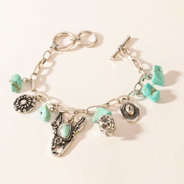 Myra Saddle Breeze Turquoise Stone Bracelet in Sage Creek Blue - Myra USA