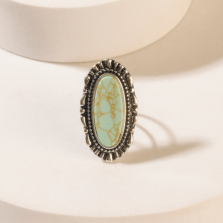Myra Spirit Halo Turquoise Stone Ring in Vintage Teal