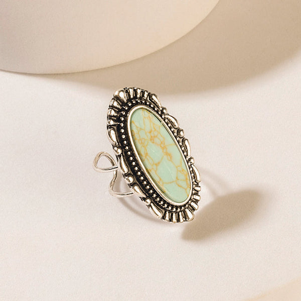 Myra Spirit Halo Turquoise Stone Ring in Vintage Teal - Myra USA