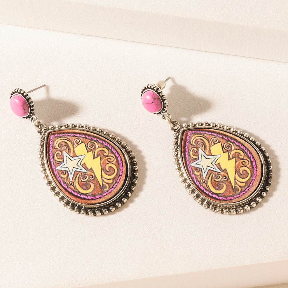 Myra Rebel Star Earrings in Fuchsia Flame
