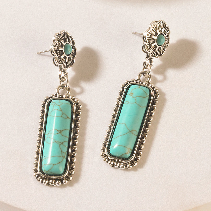 Myra Sundown Relic Turquoise Stone Earrings in Cerulean Blue - Myra USA