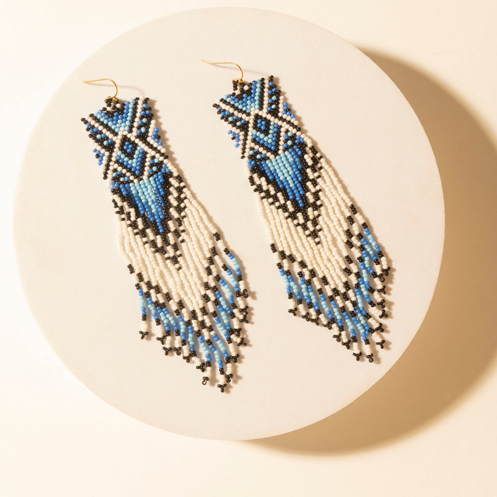 Myra Mesa Twilight Beaded Fringe Earrings in Midnight Blue - Myra USA