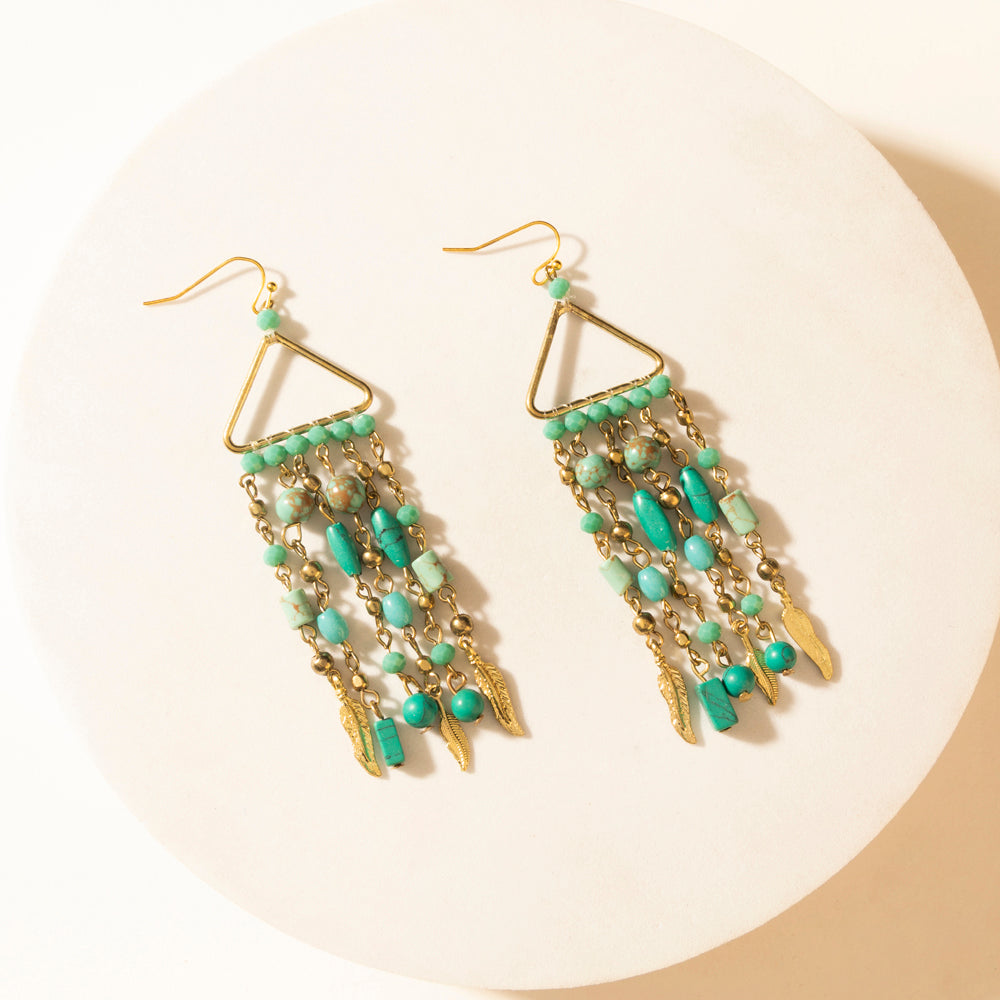 Myra Rio Grande Beaded Earrings in Breezy Teal - Myra USA