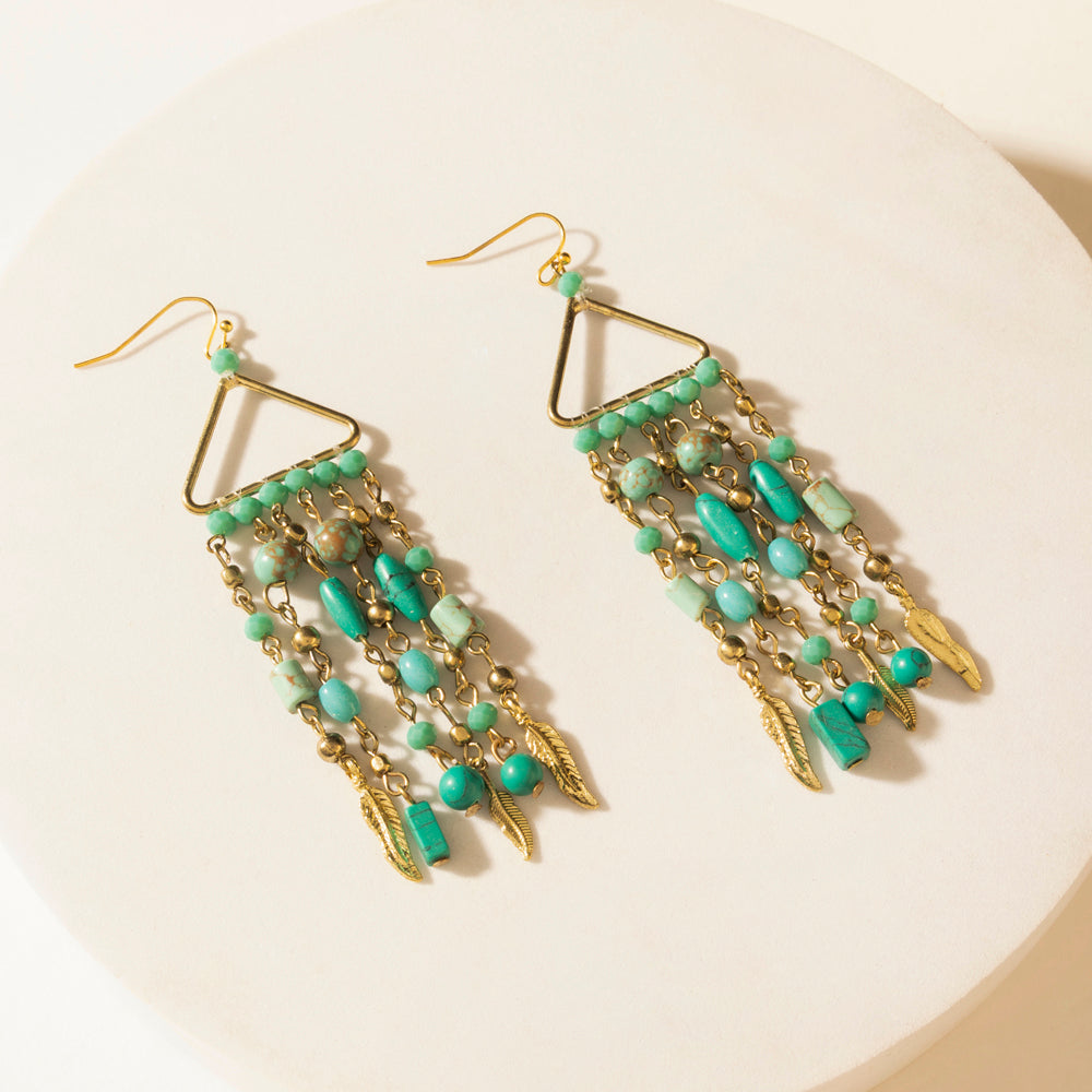Myra Rio Grande Beaded Earrings in Breezy Teal - Myra USA