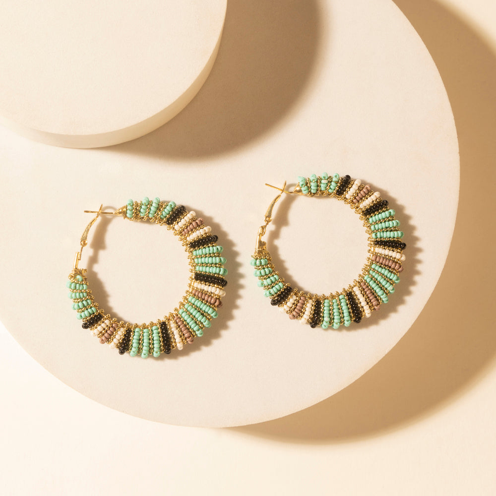 Myra Mesa Moonrise Beaded Hoop Earrings in Moonlit Blue - Myra USA