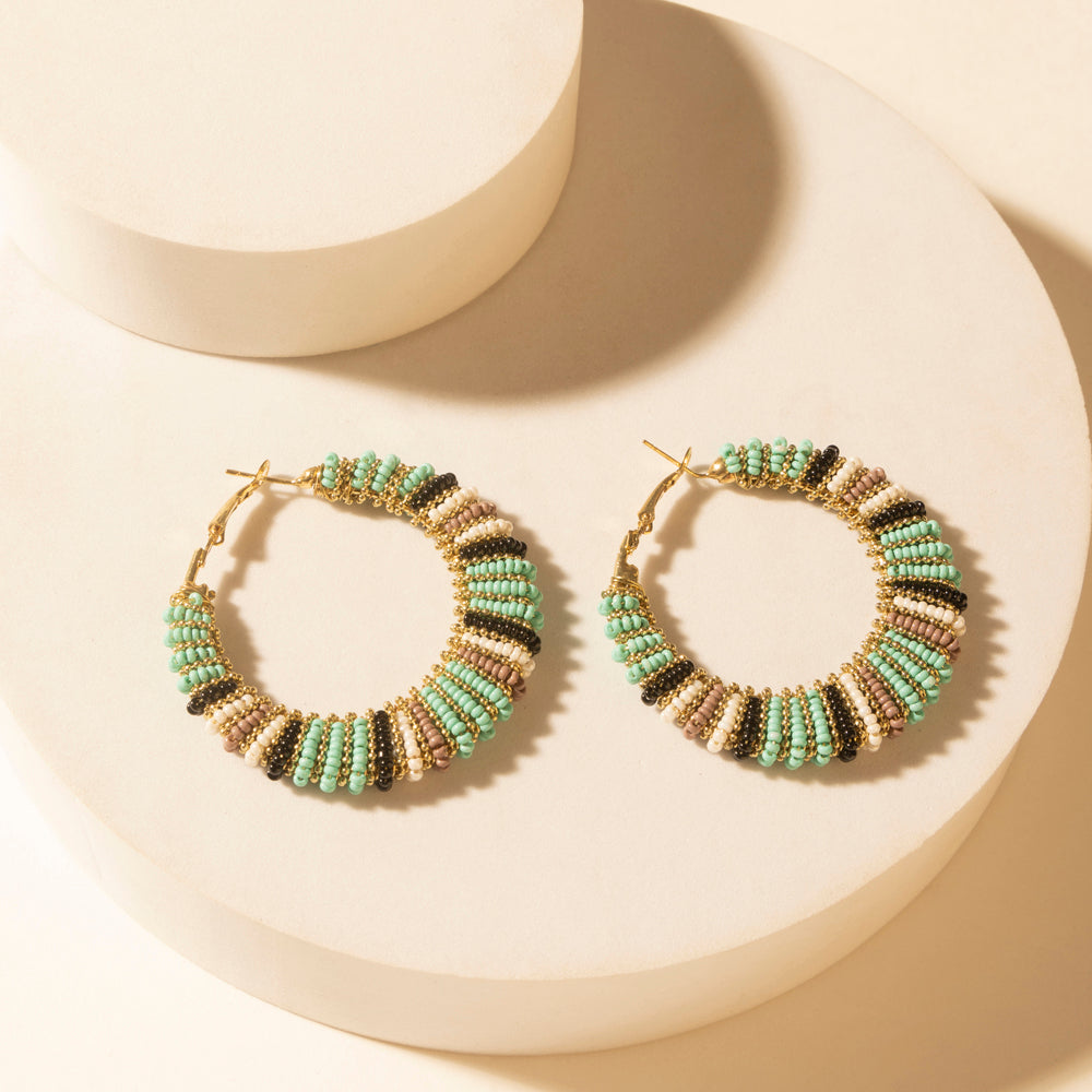 Myra Mesa Moonrise Beaded Hoop Earrings in Moonlit Blue - Myra USA