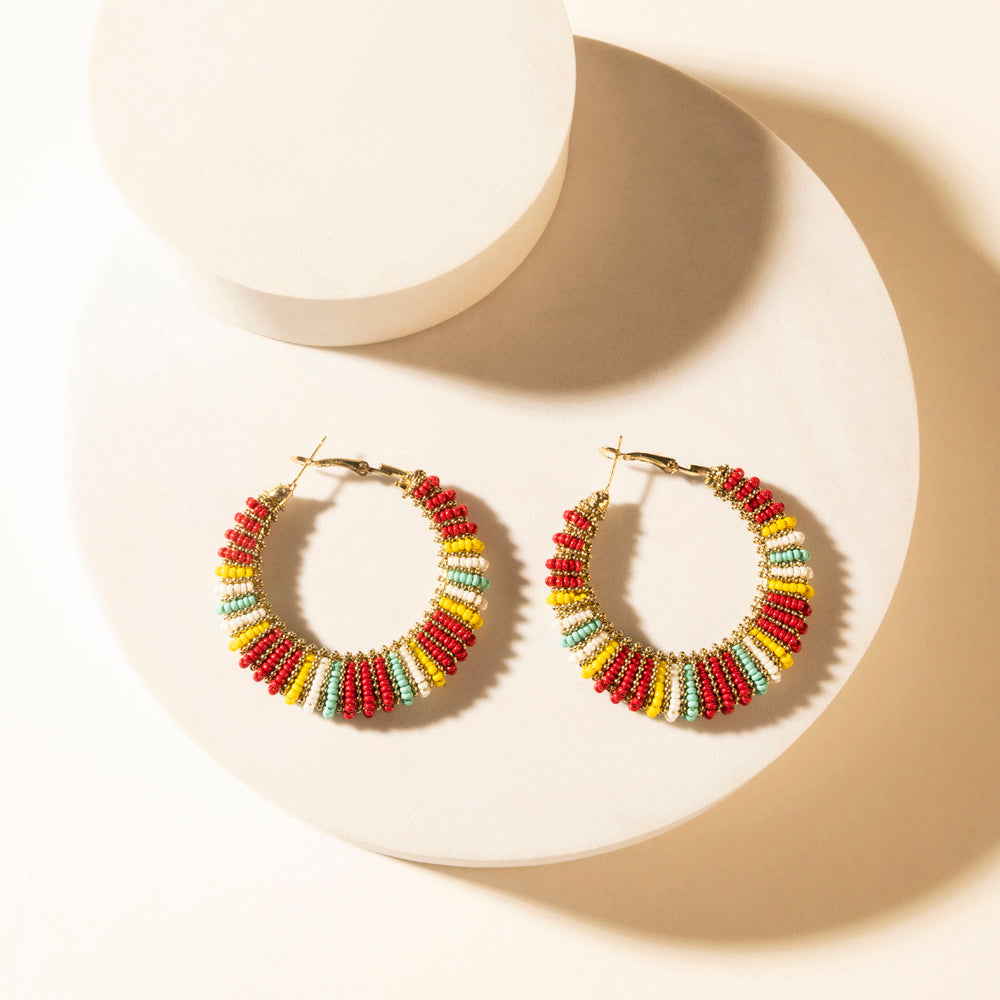 Myra Barrel Race Beaded Hoop Earrings in Rodeo Berry - Myra USA
