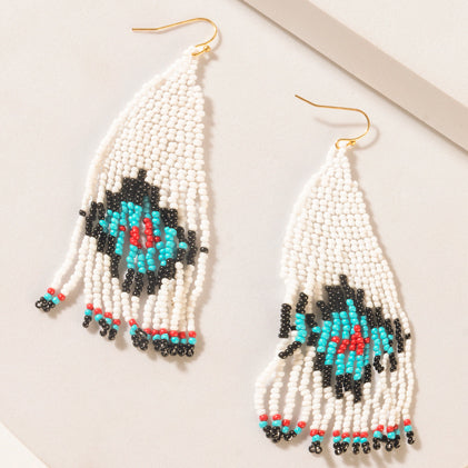 Myra Sierra Mosaic Fringe Earrings in Sky River Blue