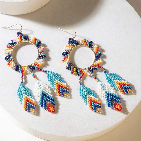 Myra Southwest Spirit Beaded Earrings in Ocean Blaze - Myra USA