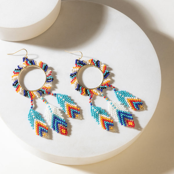 Myra Southwest Spirit Beaded Earrings in Ocean Blaze - Myra USA