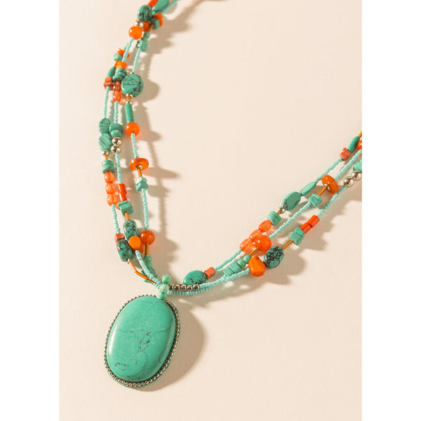 Myra Prairie Jewel Pendant Necklace in Sierra Sky - Myra USA