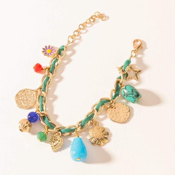 Myra Trail Treasure Charm Bracelet in Canyon Turquoise - Myra USA