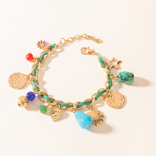 Myra Trail Treasure Charm Bracelet in Canyon Turquoise - Myra USA