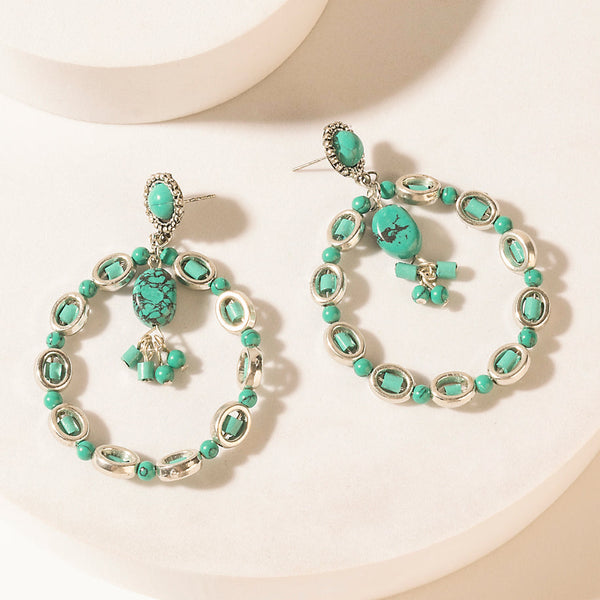 Myra Frosted Jewel Earrings in Sierra Vein Blue - Myra USA