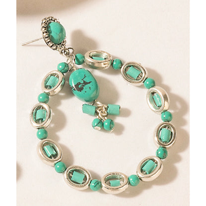 Myra Frosted Jewel Earrings in Sierra Vein Blue