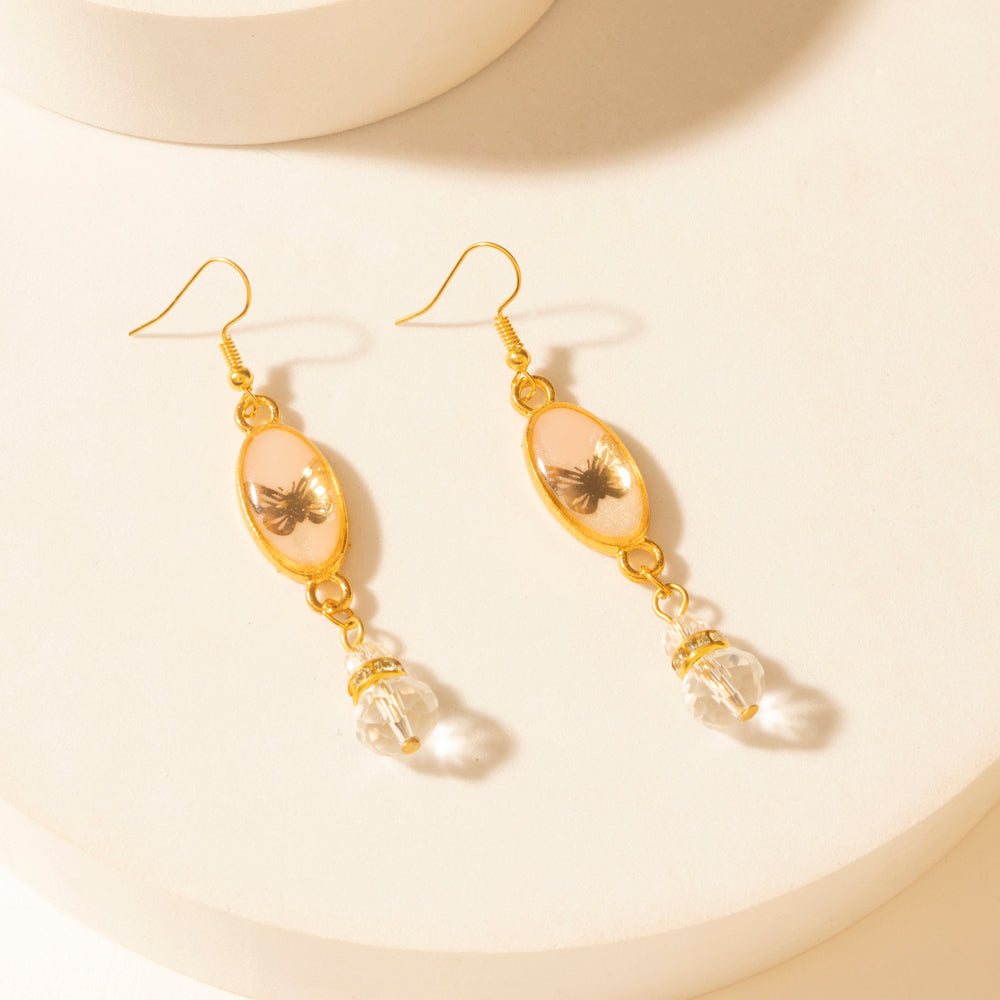Myra Honey Crystal Dangle Earrings in Dawn Blush - Myra USA