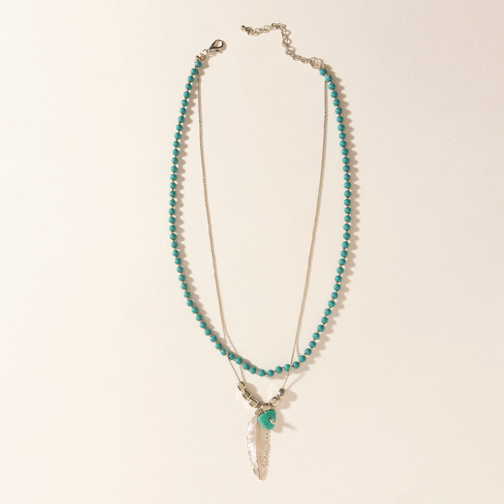 Myra Feathered Sage Necklace in Range Blue - Myra USA