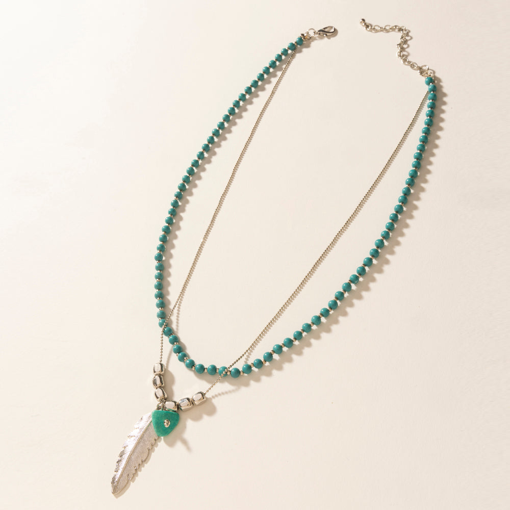 Myra Feathered Sage Necklace in Range Blue - Myra USA