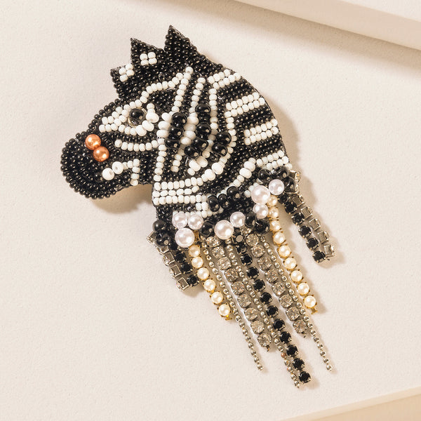 Myra Wilderness Charm Zebra Brooch in Moon Pearl - Myra USA
