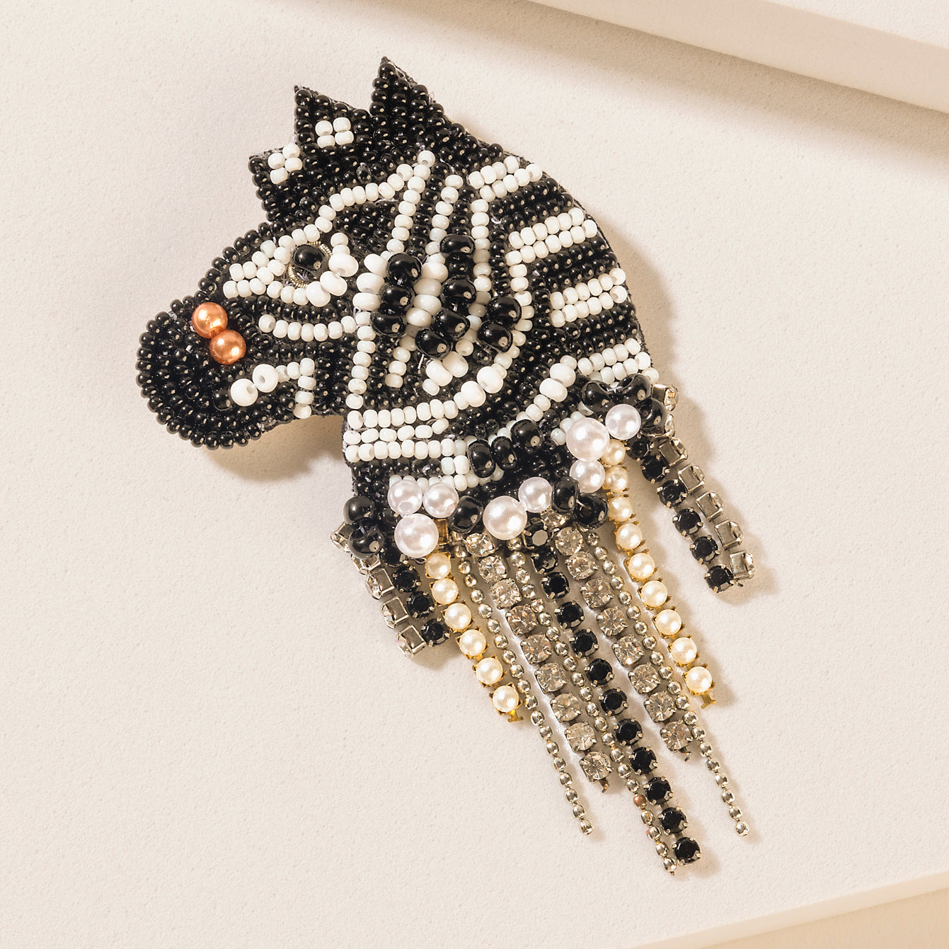 Myra Wilderness Charm Zebra Brooch in Moon Pearl - Myra USA