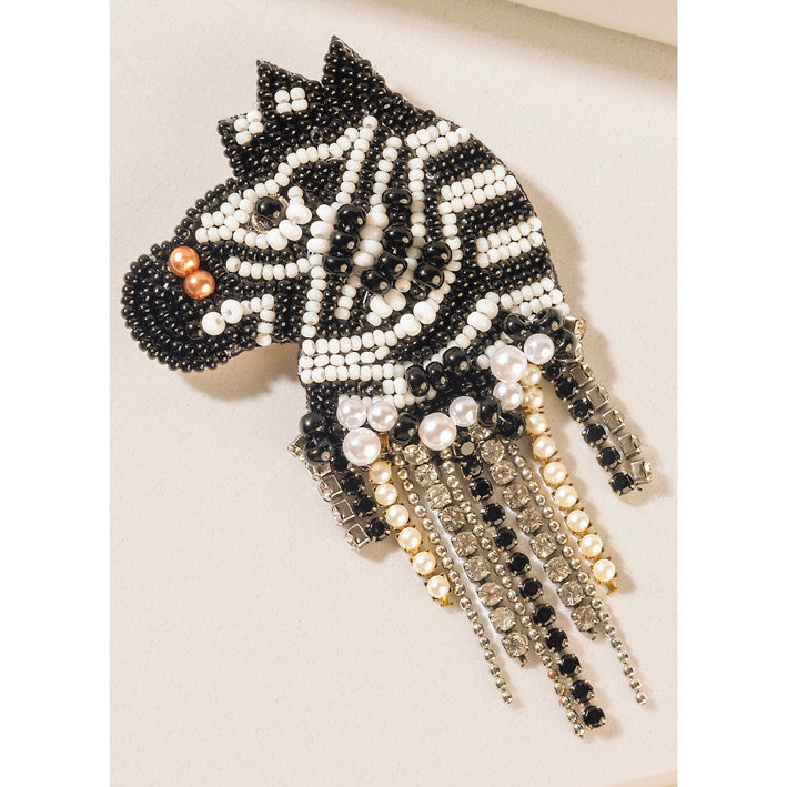 Myra Wilderness Charm Zebra Brooch in Moon Pearl - Myra USA