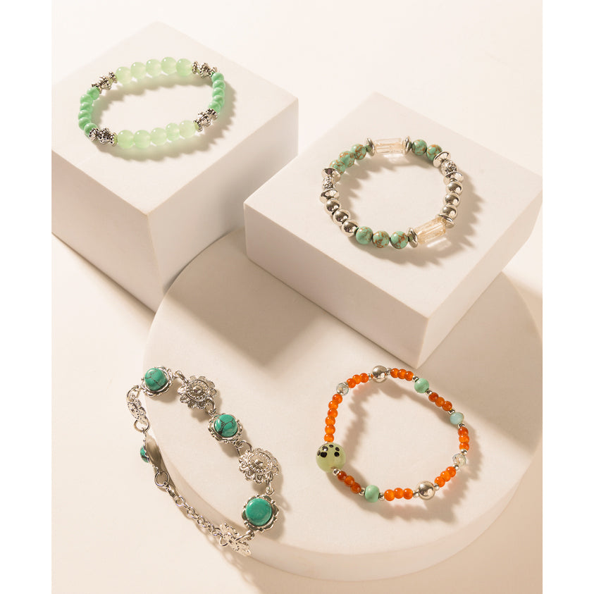 Myra Sunset Trails Bracelet Set in Mint Sky Silver
