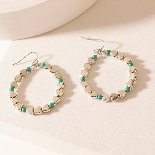 Myra Trail of Hearts Hoop Earrings in Arctic Silver - Myra USA