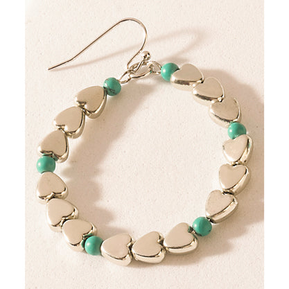 Myra Trail of Hearts Hoop Earrings in Arctic Silver