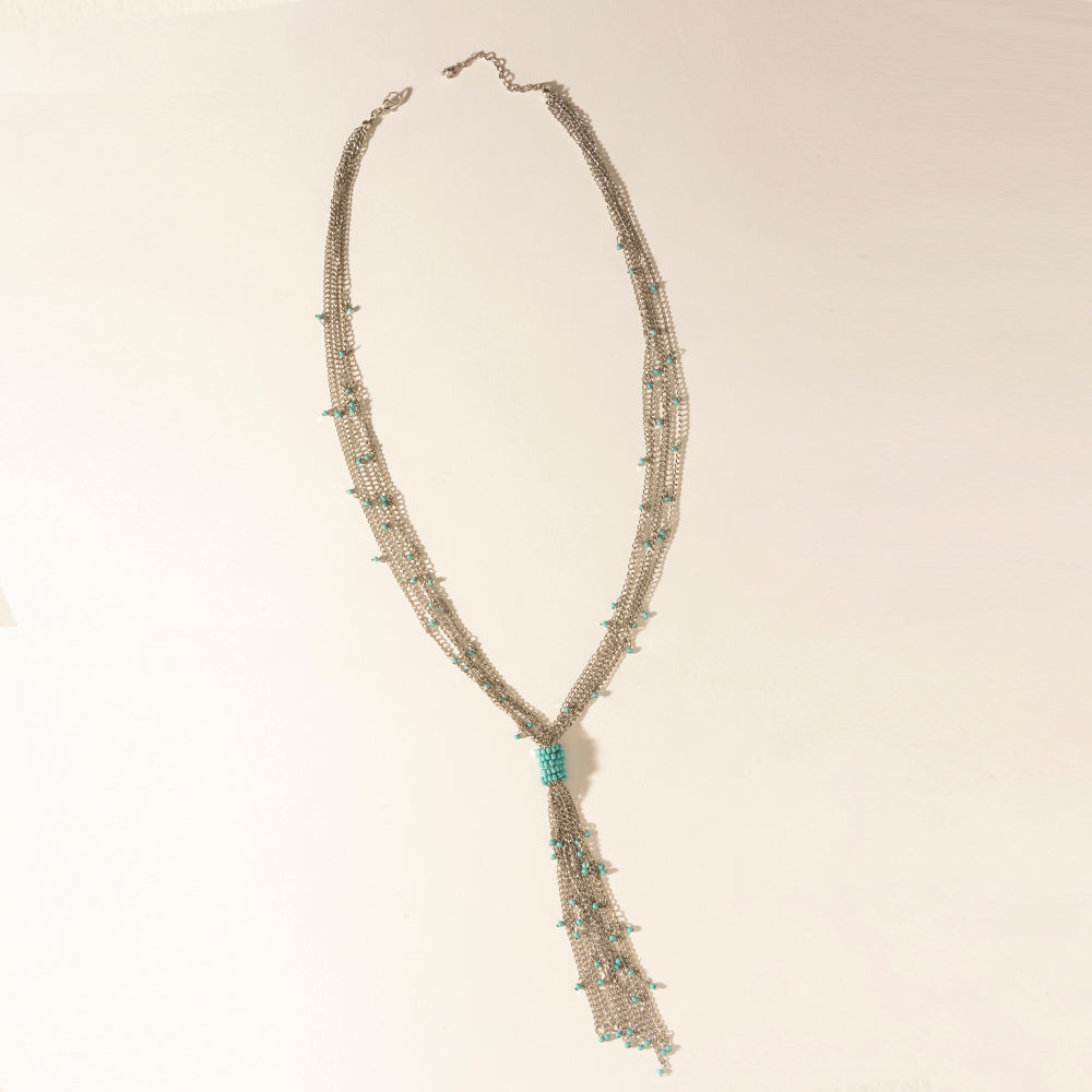Myra Mist River Tassel Necklace in Silver Mix - Myra USA