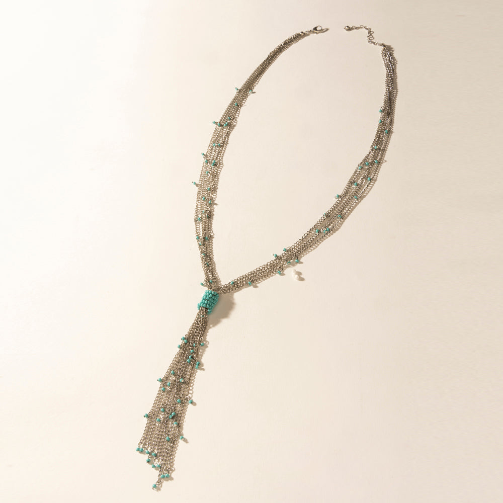Myra Mist River Tassel Necklace in Silver Mix - Myra USA