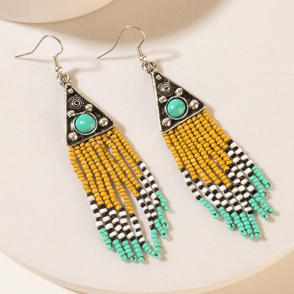 Myra Oasis Bloom Fringe Earrings in Savanna Blue